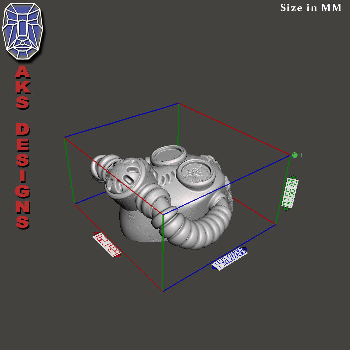 Gas mask respirator v1 Bas relief 3D print model_11