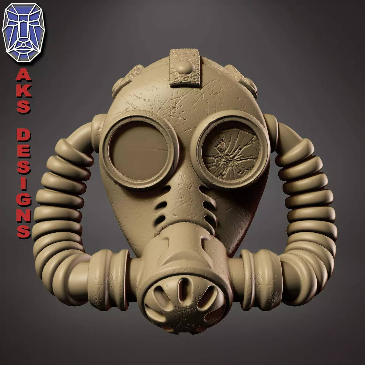 Gas mask respirator v1 Bas relief 3D print model_0