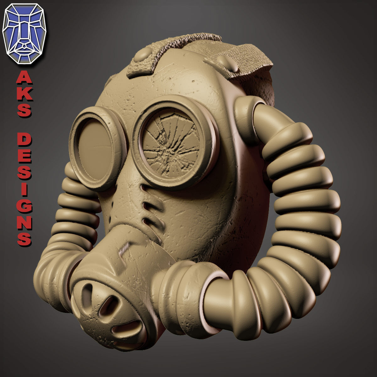 Gas mask respirator v1 Bas relief 3D print model_1