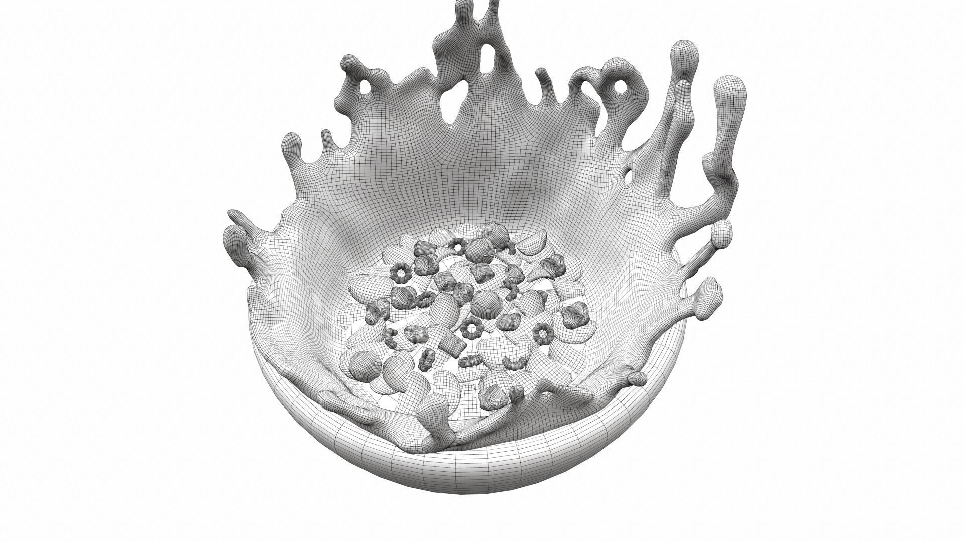Bowl with milk and flakes v1 3D model_10