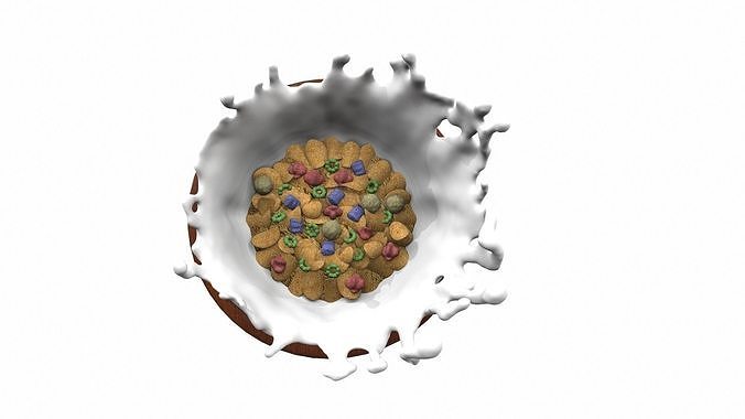 Bowl with milk and flakes v1 3D model 2