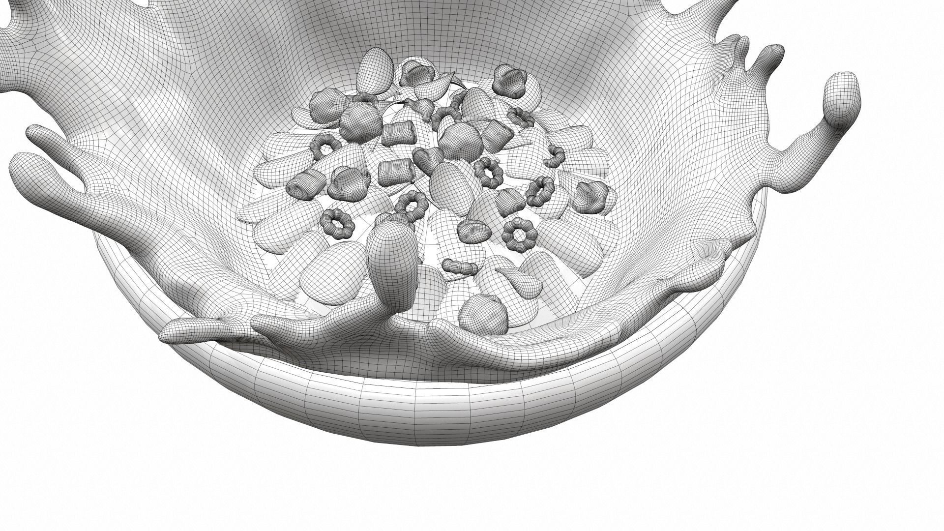 Bowl with milk and flakes v1 3D model_16