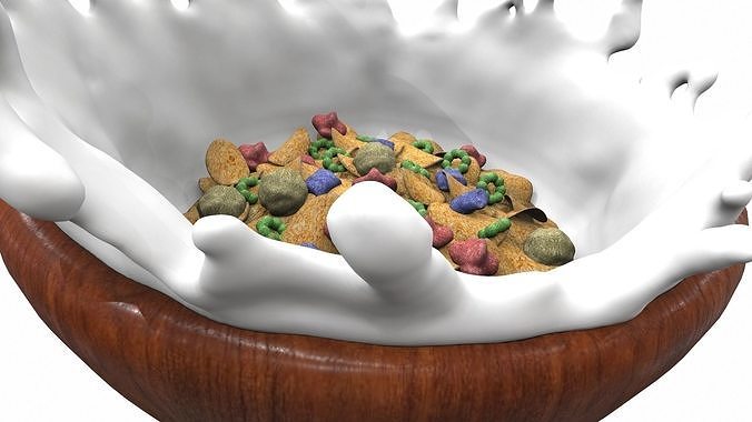 Bowl with milk and flakes v1 3D model 6