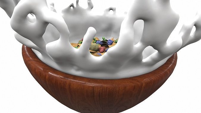 Bowl with milk and flakes v1 3D model 7