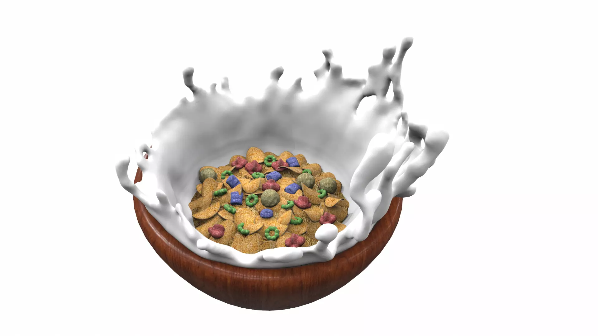 Bowl with milk and flakes v1 3D model_0