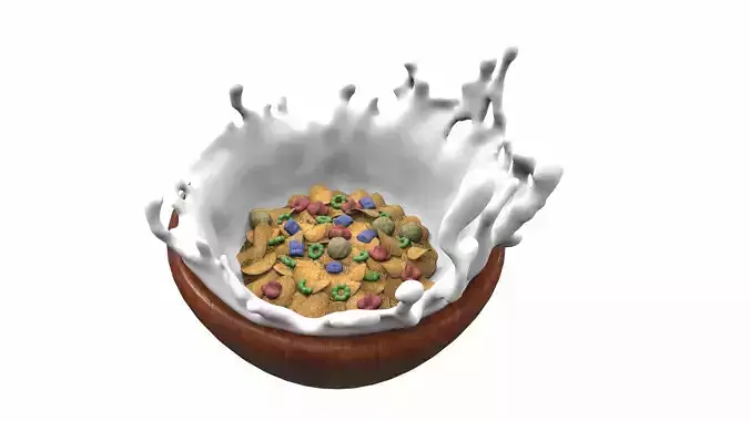 Bowl with milk and flakes v1 3D model