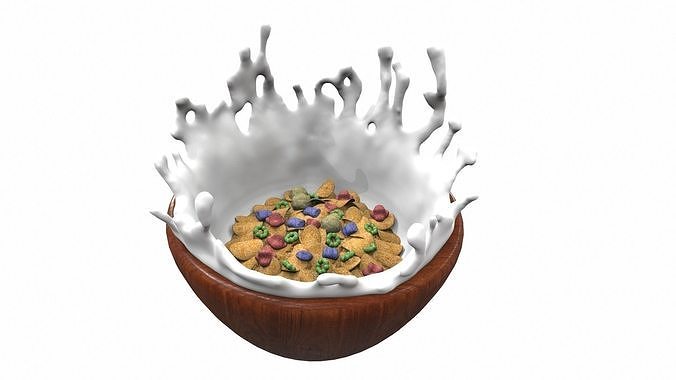 Bowl with milk and flakes v1 3D model 3