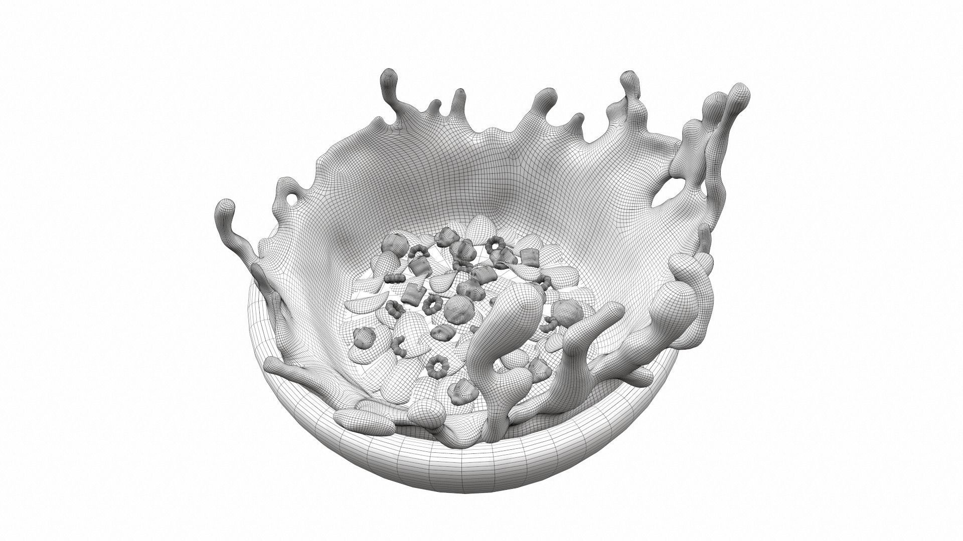 Bowl with milk and flakes v1 3D model_9