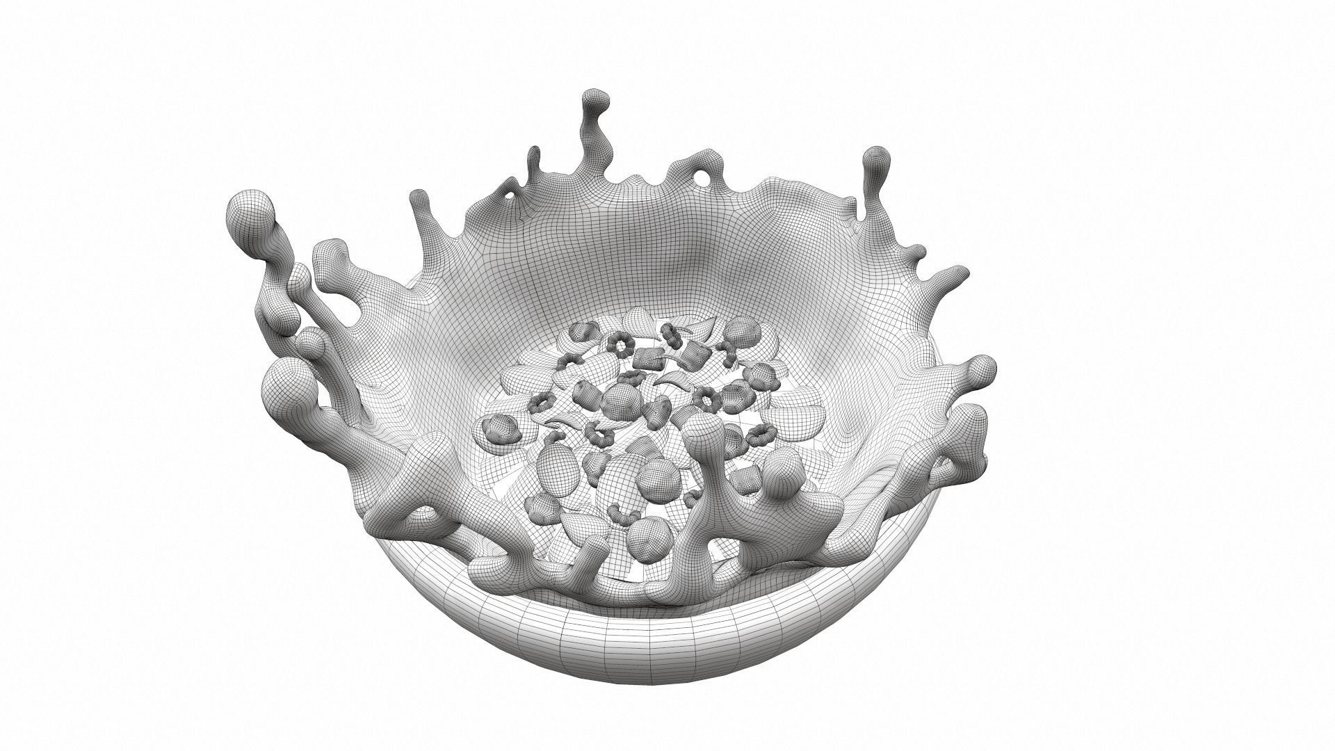 Bowl with milk and flakes v1 3D model_8