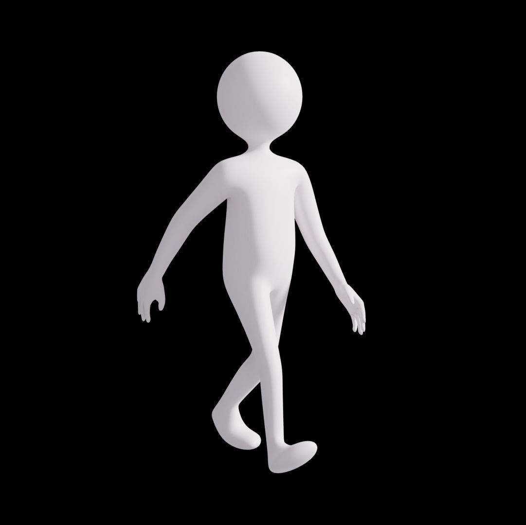 Simple cartoon man - Riggged  Low-poly 3D model_1