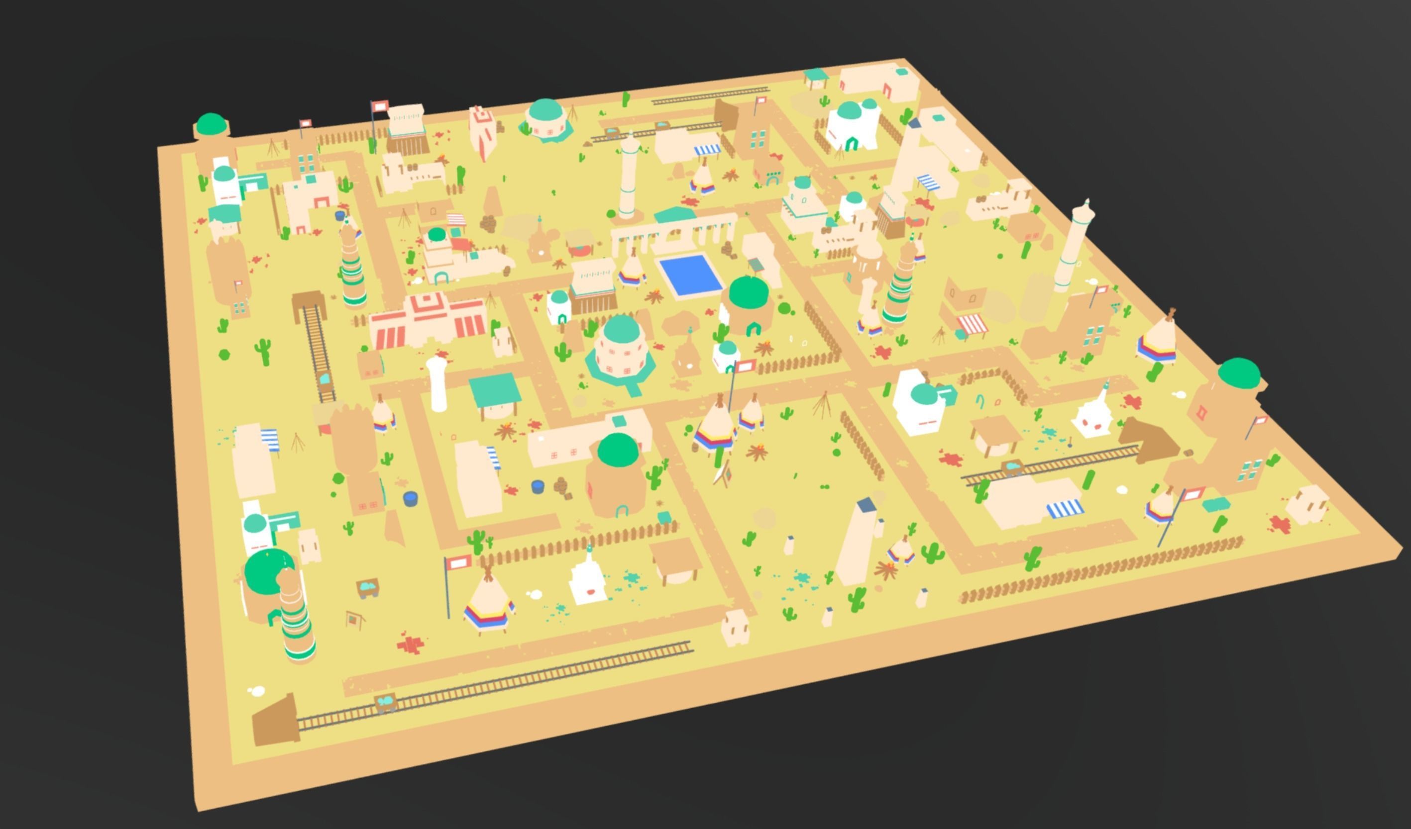 3D Environment - Desert Town Low-poly 3D model_9