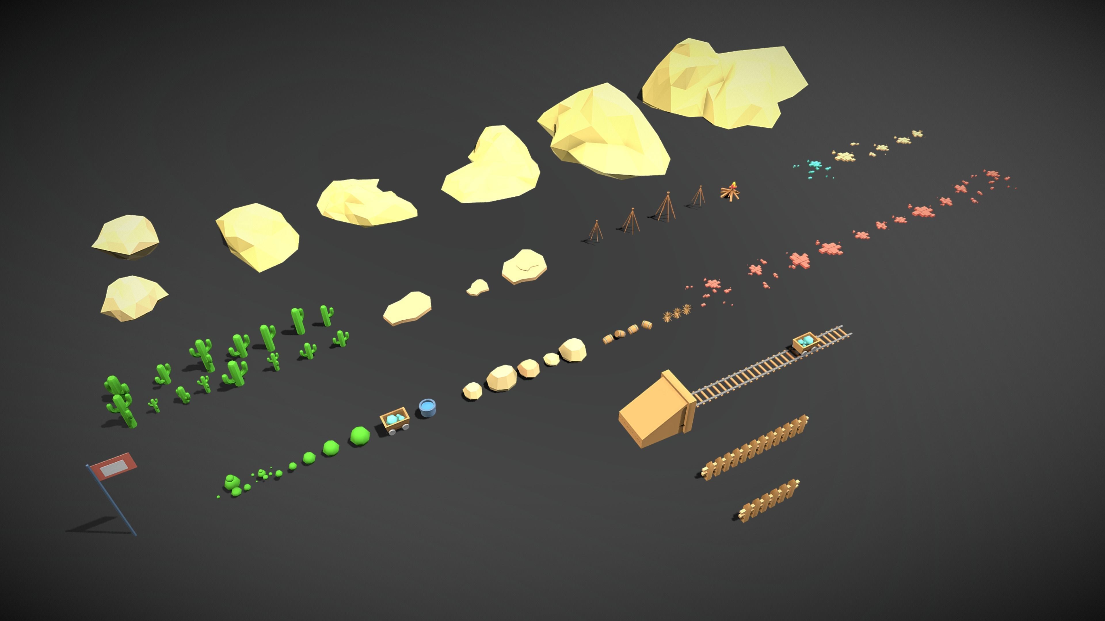 3D Environment - Desert Town Low-poly 3D model_3