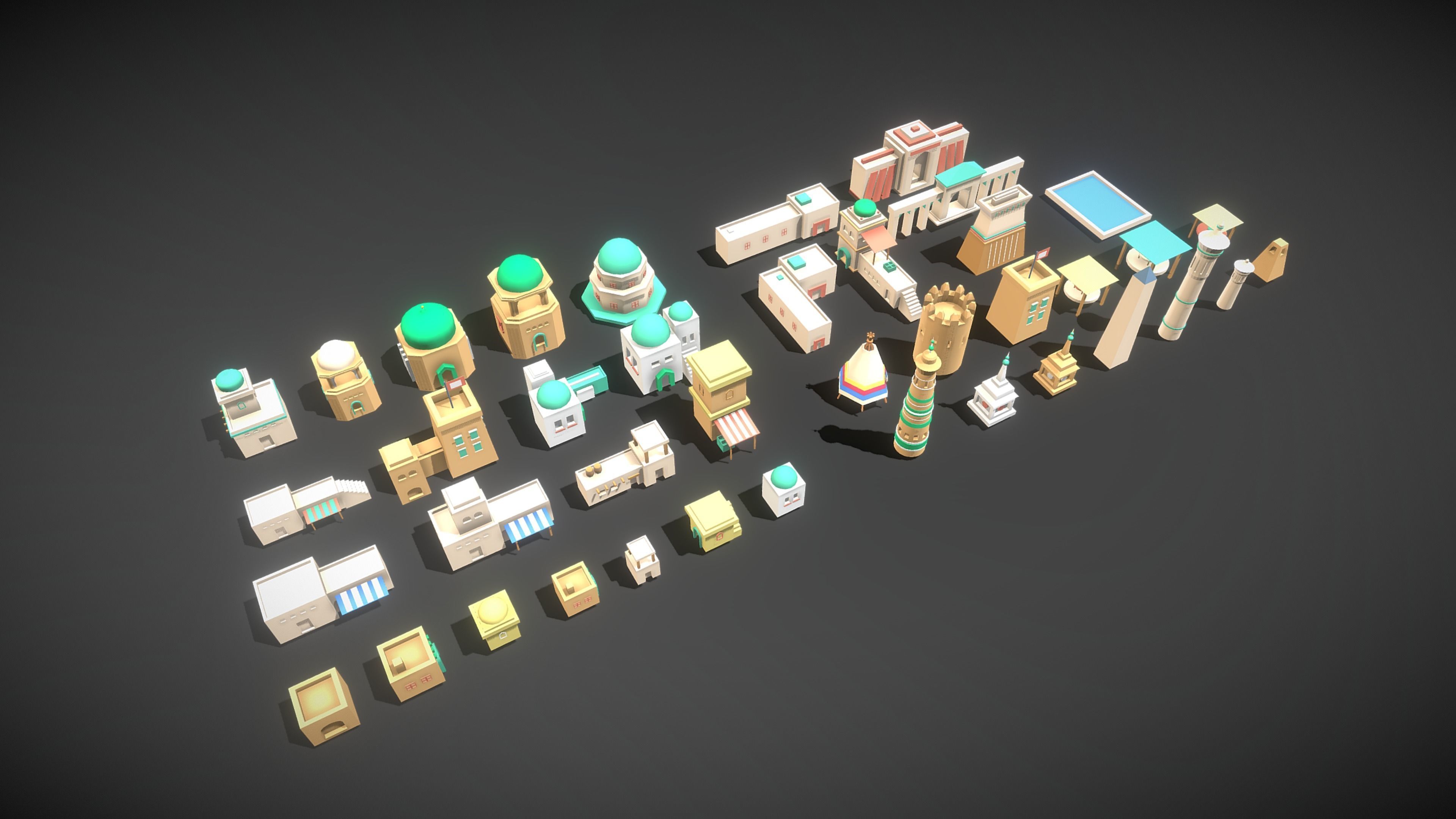 3D Environment - Desert Town Low-poly 3D model_2