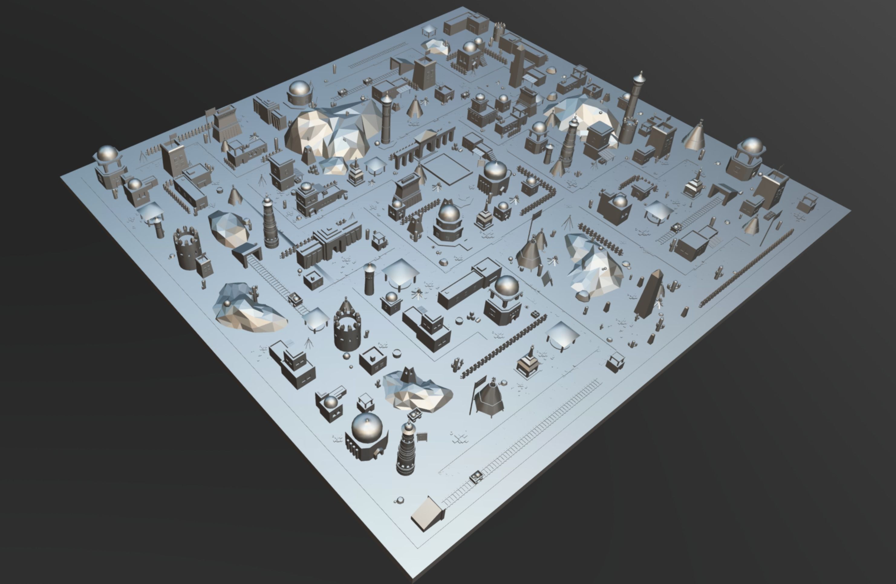 3D Environment - Desert Town Low-poly 3D model_12