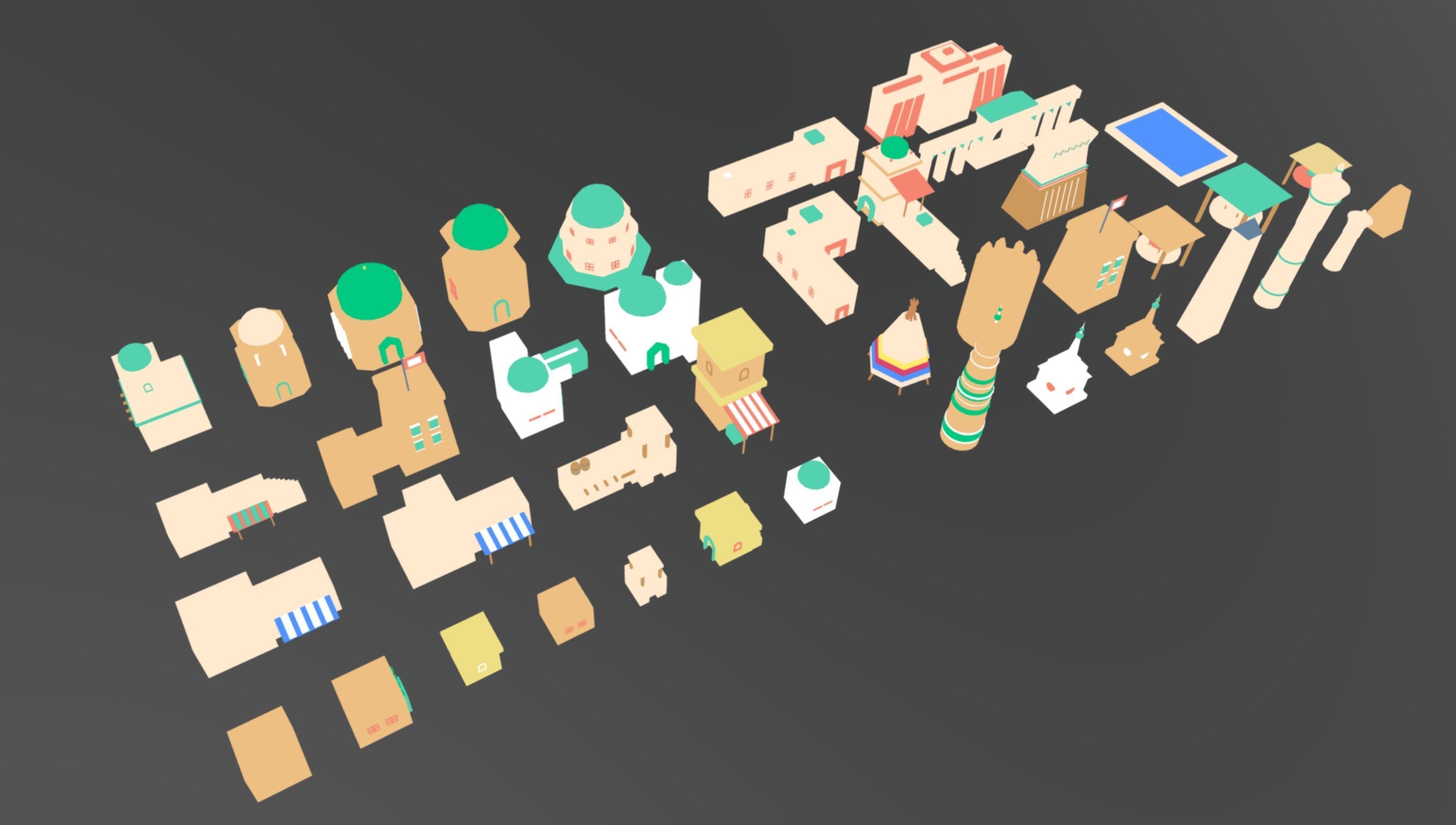 3D Environment - Desert Town Low-poly 3D model_10