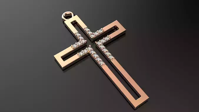 cross rose gold pendant with diamonds