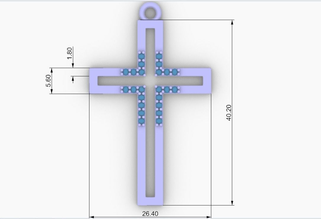 cross rose gold pendant with diamonds 3D print model_3