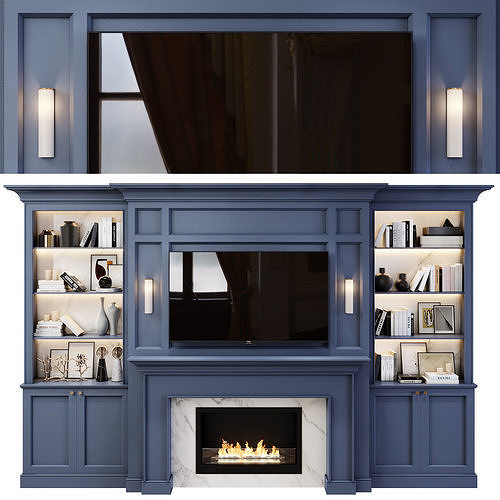 Neoclassical TV wall 005 3D model