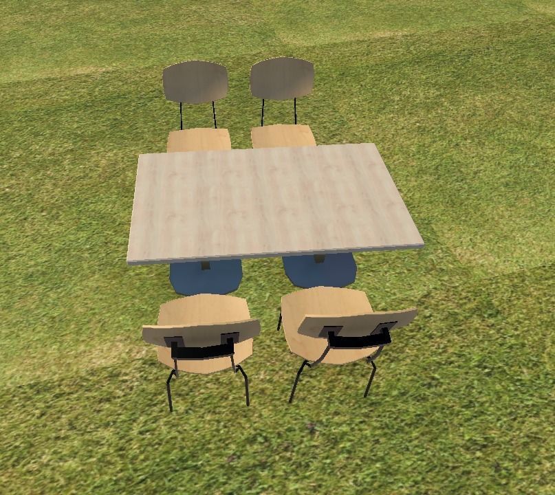 ChairTable Low Poly table and chairs on grassy field Free low-poly 3D model_4