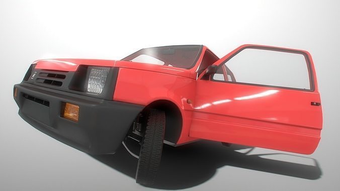 set of car hatchback with interior in 9 color variants az9 Low-poly 3D model 7
