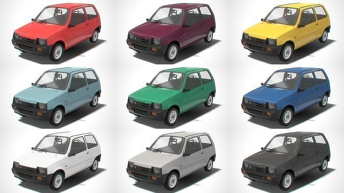set of car hatchback with interior in 9 color variants az9 Low-poly 3D model 5