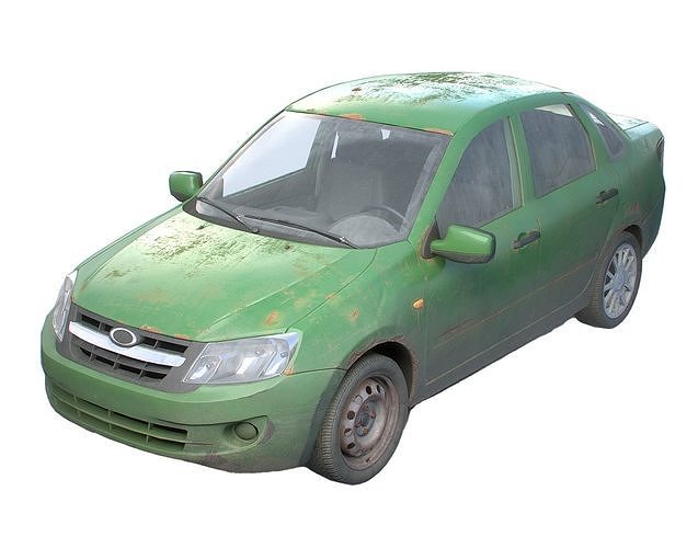 set of Retro sedan car  with interior  in 9 color variants az9 Low-poly 3D model