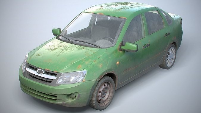 set of Retro sedan car  with interior  in 9 color variants az9 Low-poly 3D model 2
