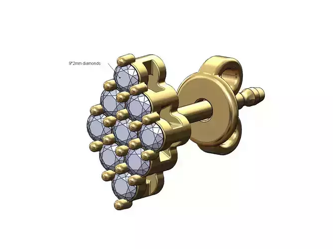 Diamond Rhombus shaped cluster stud earring