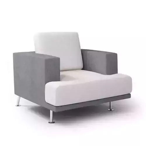 Grey Cushioned Arm Chair 3D model