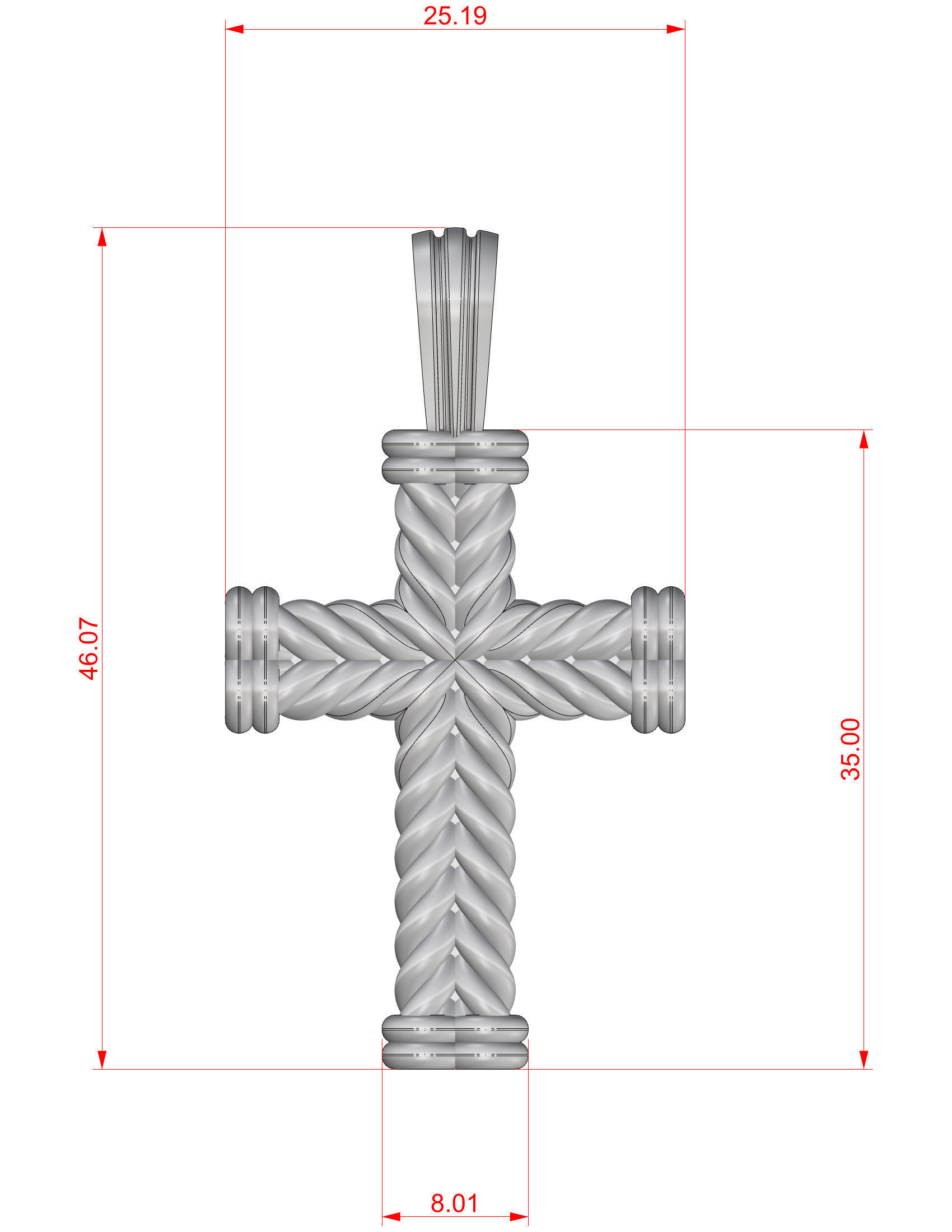 Cross rose gold woven pendant 3D print model_7