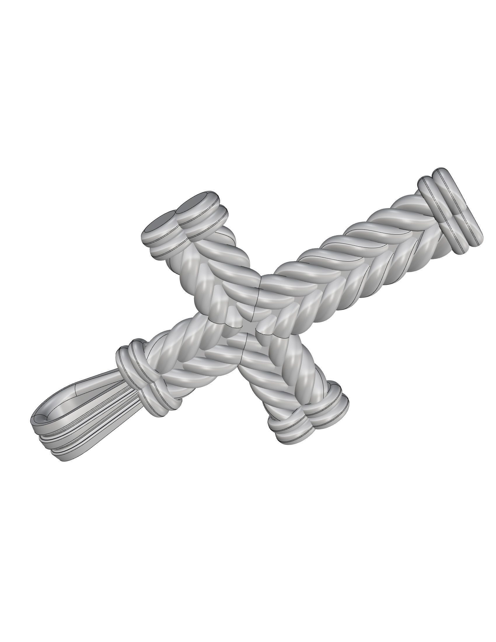 Cross rose gold woven pendant 3D print model_13