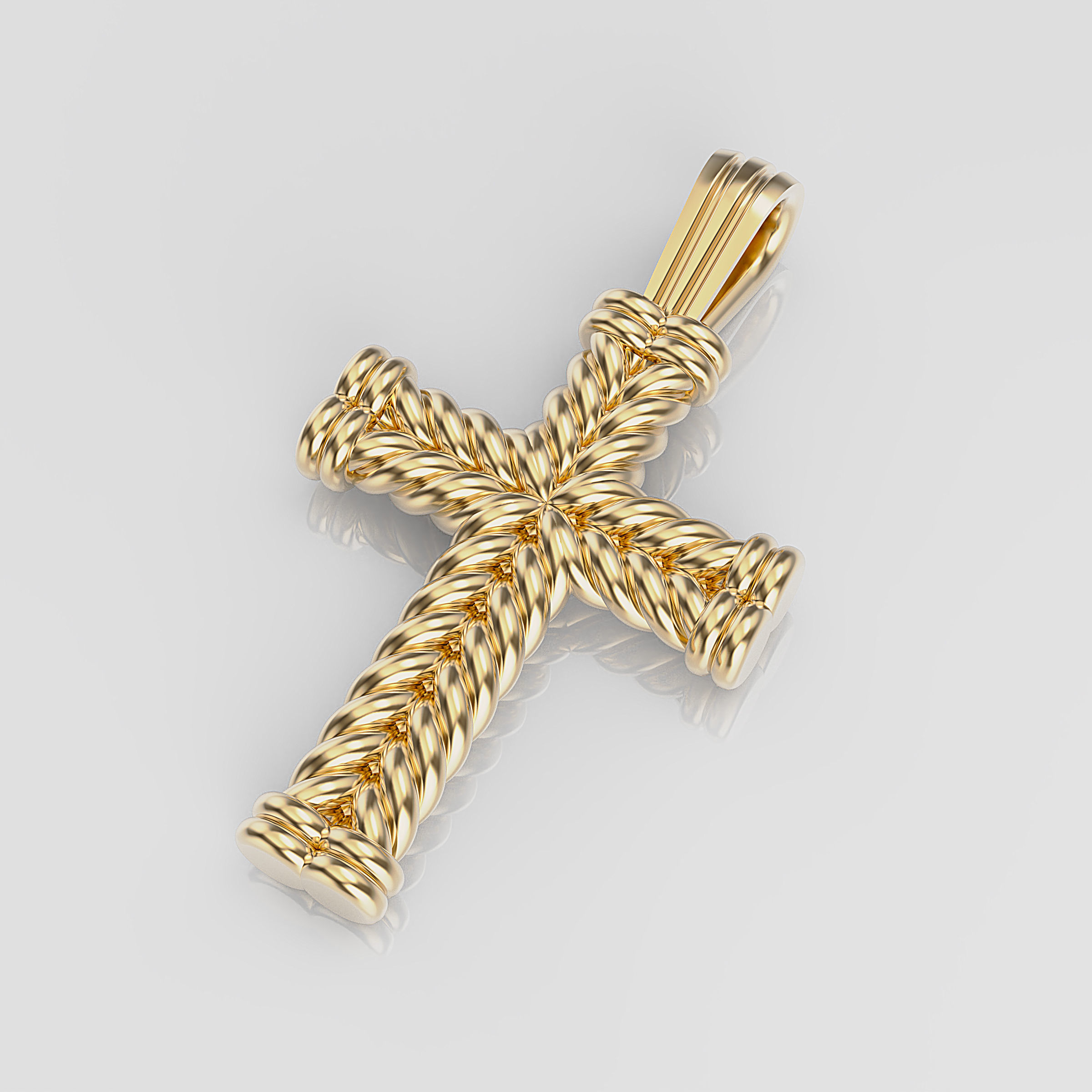 Cross rose gold woven pendant 3D print model_15