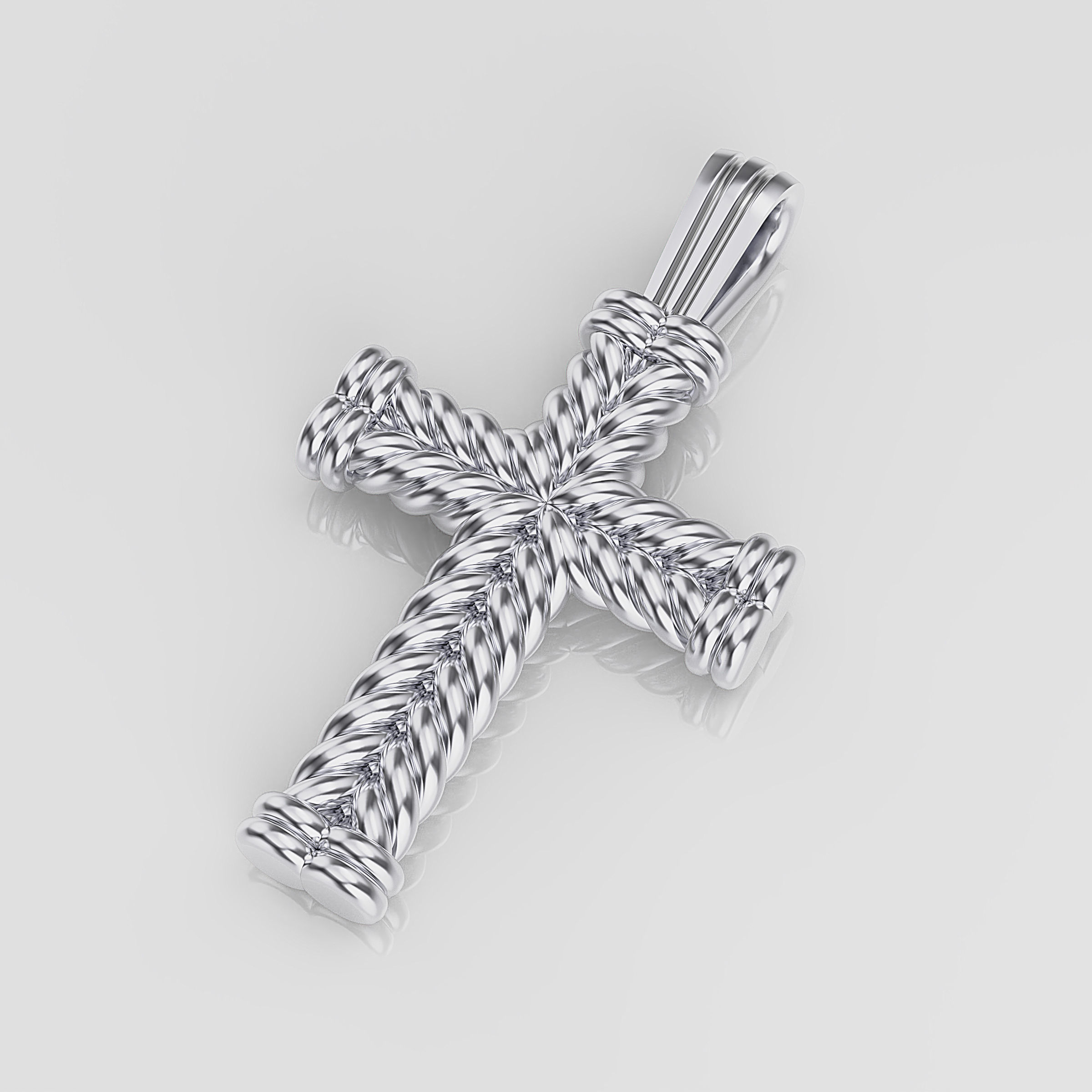 Cross rose gold woven pendant 3D print model_2