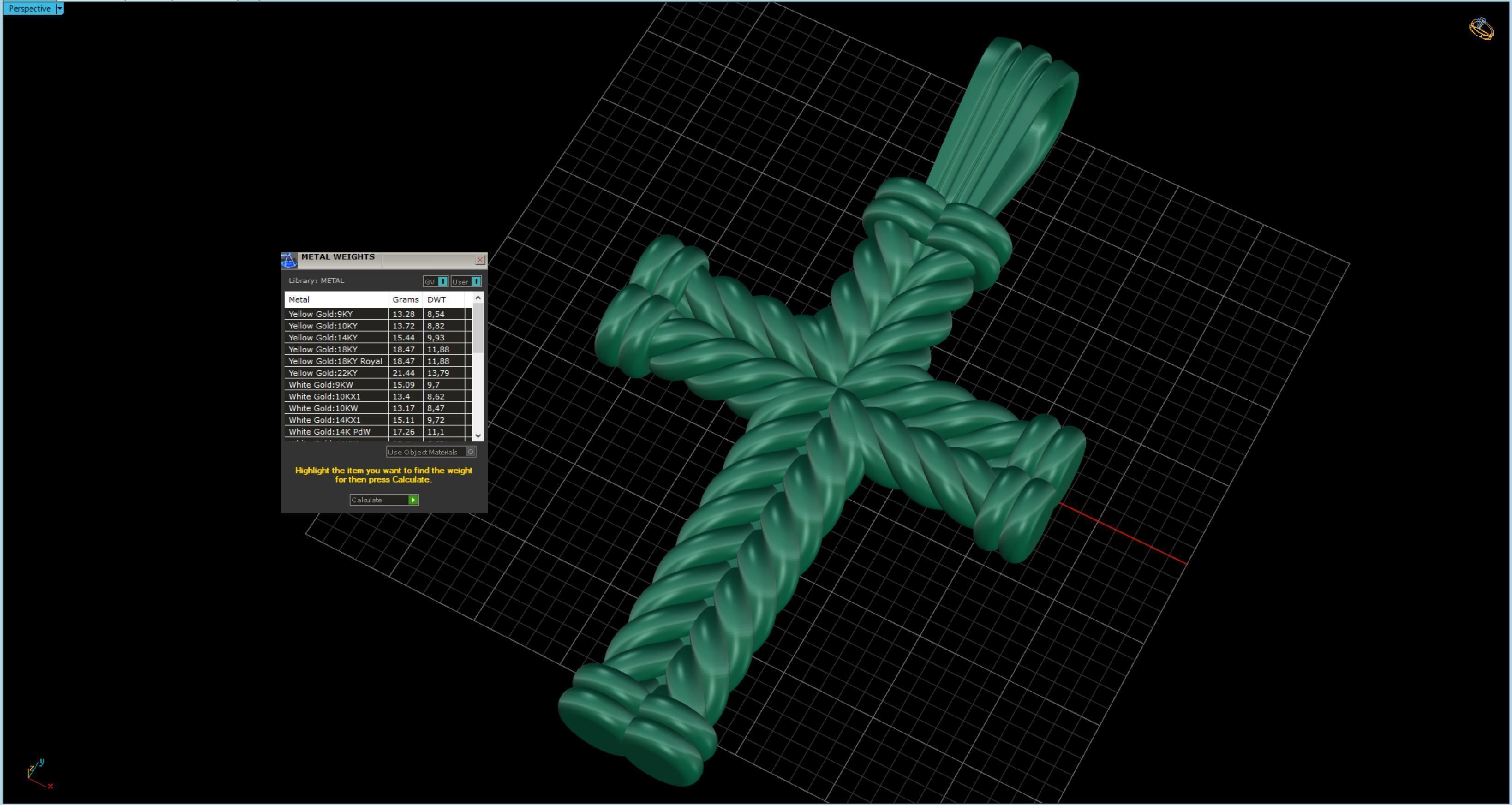 Cross rose gold woven pendant 3D print model_17