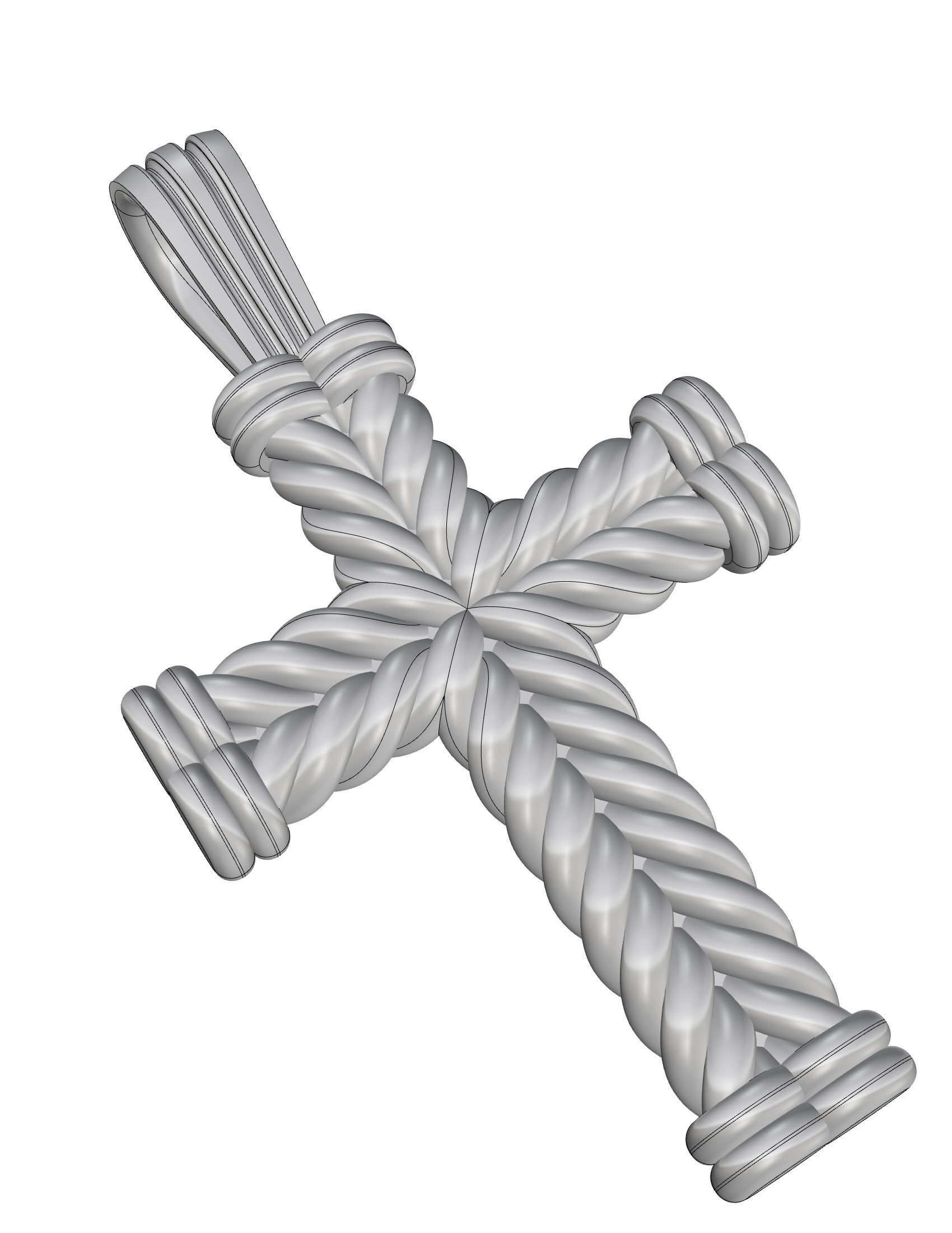 Cross rose gold woven pendant 3D print model_10