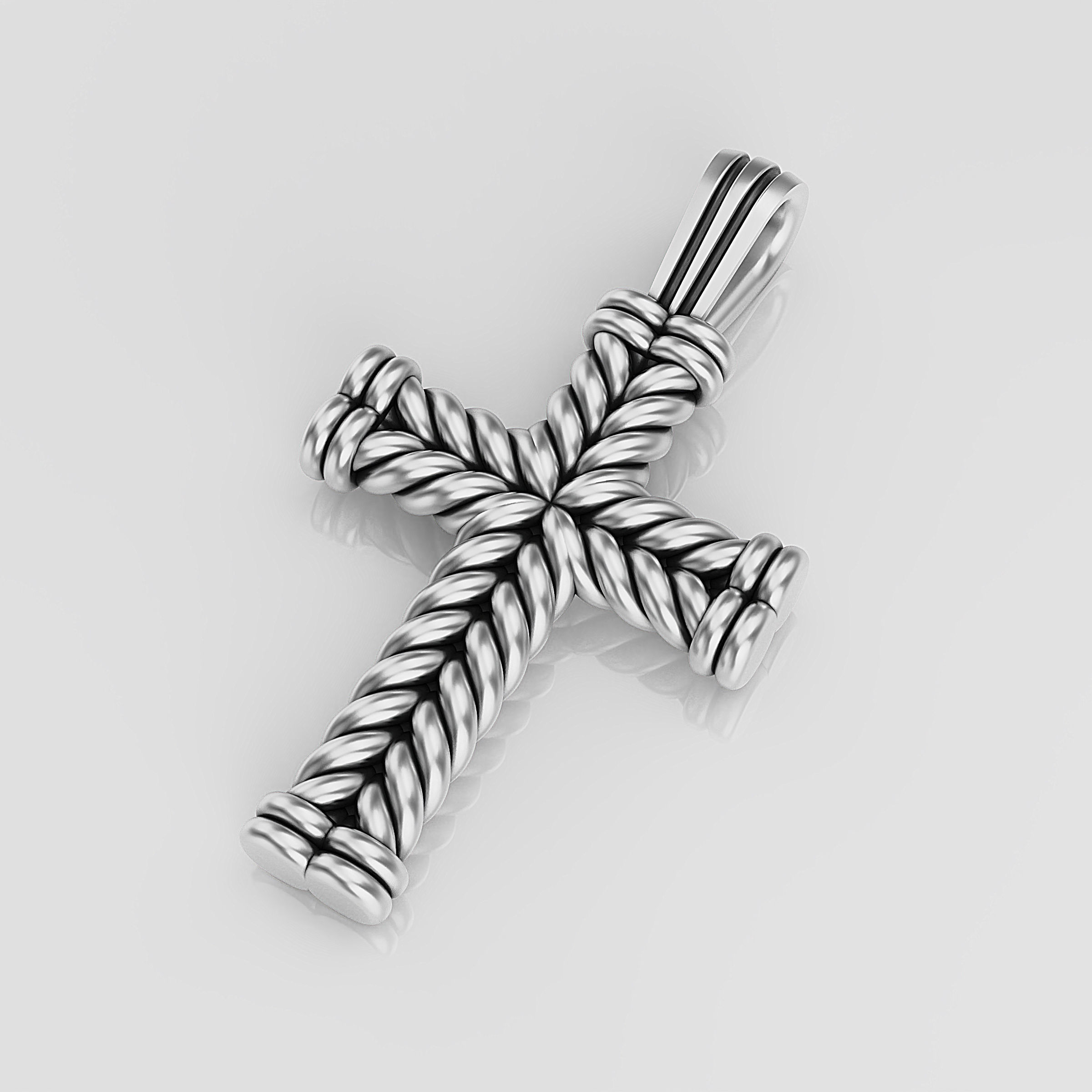 Cross rose gold woven pendant 3D print model_3