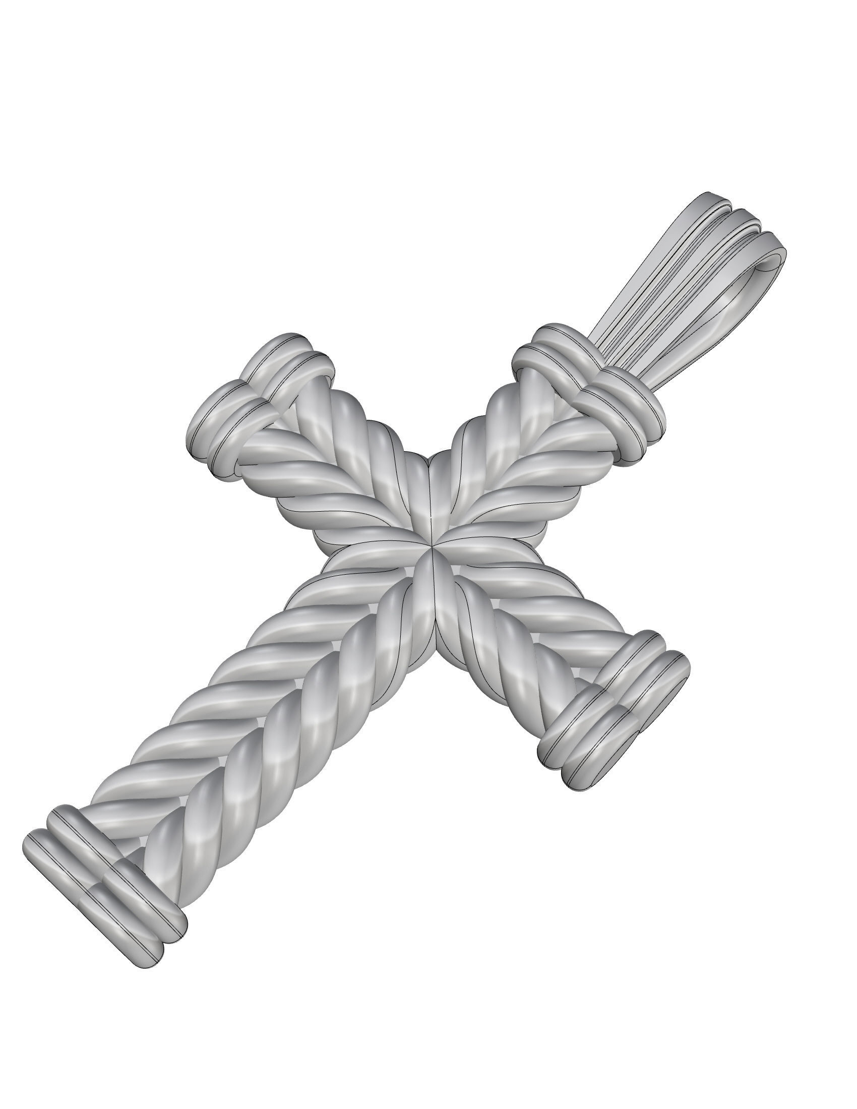 Cross rose gold woven pendant 3D print model_16