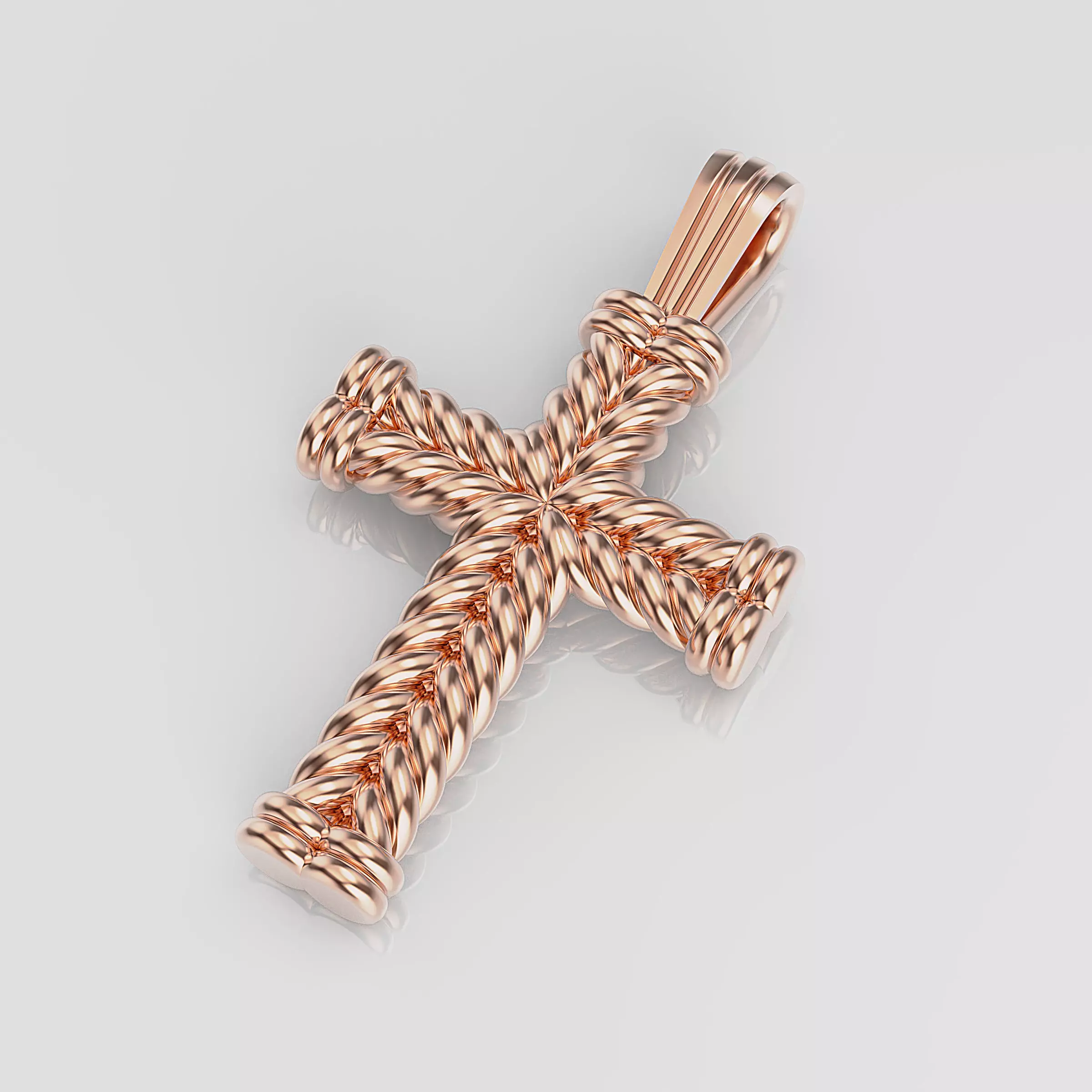 Cross rose gold woven pendant 3D print model_0