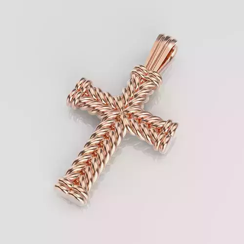 Cross rose gold woven pendant 3D print model