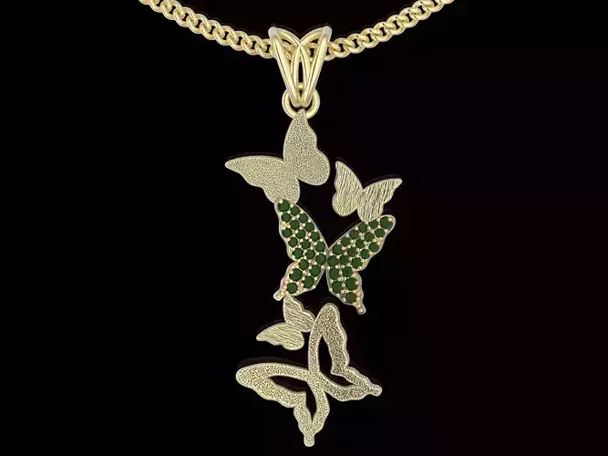 Butterflies freedom pendant  gold printable jewelry 3D model