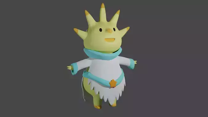 Stylized cartoon sun character Low-poly 3D model