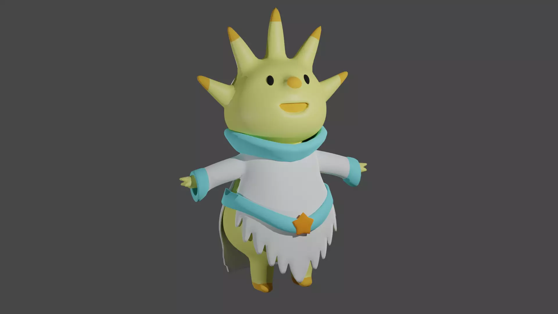 Stylized cartoon sun character Low-poly 3D model