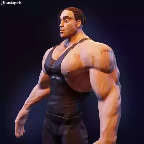 Stylized Muscular Character Game Ready Rigged Low-poly 3D model
