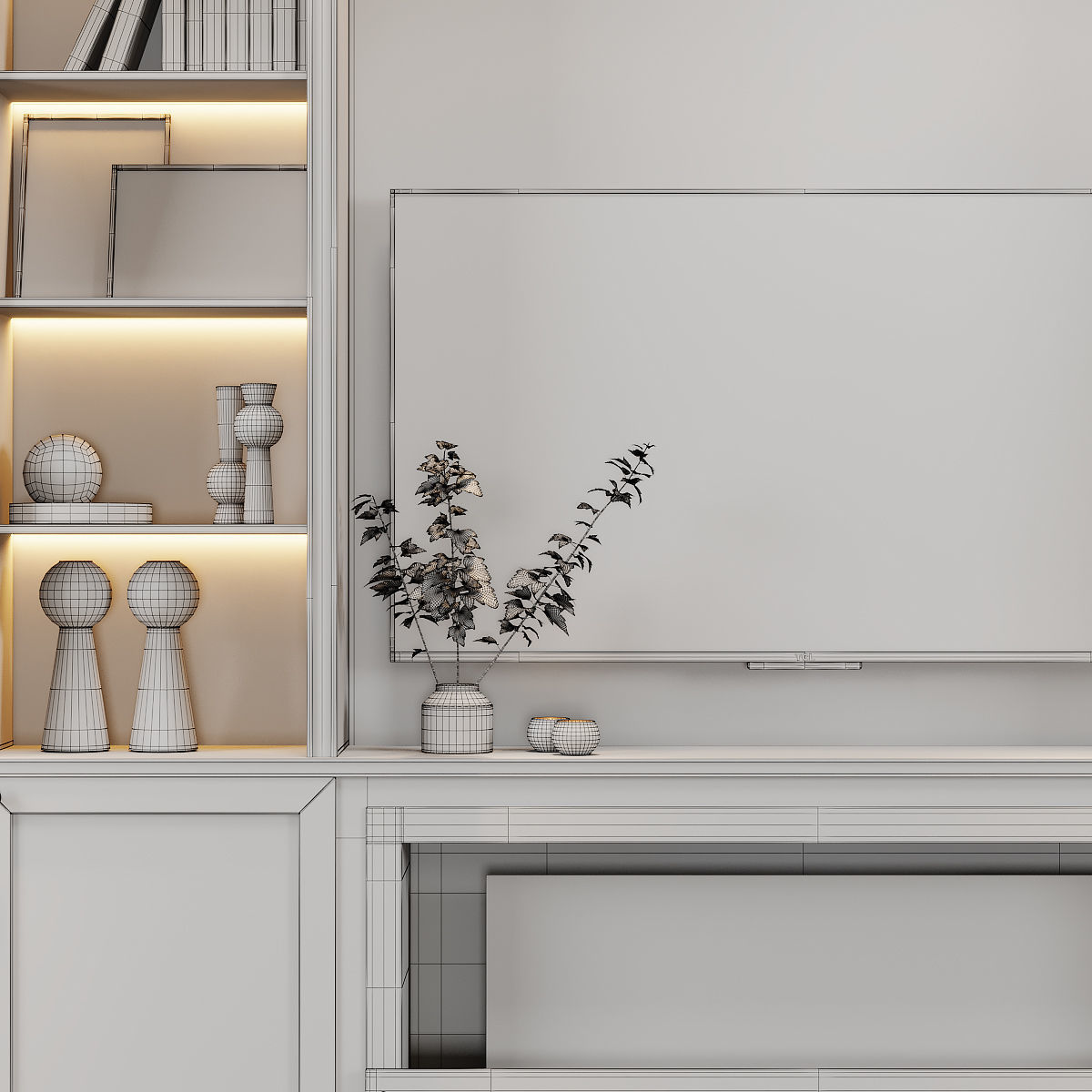 Neoclassical TV wall 013 3D model_4