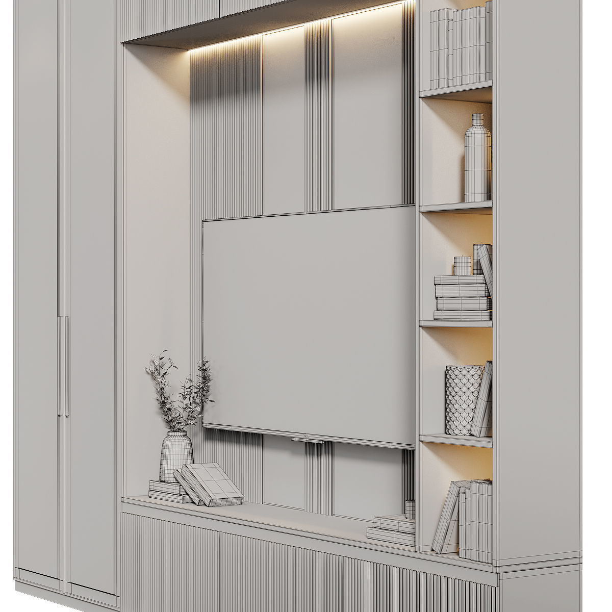 Neoclassical TV wall 014 3D model_4