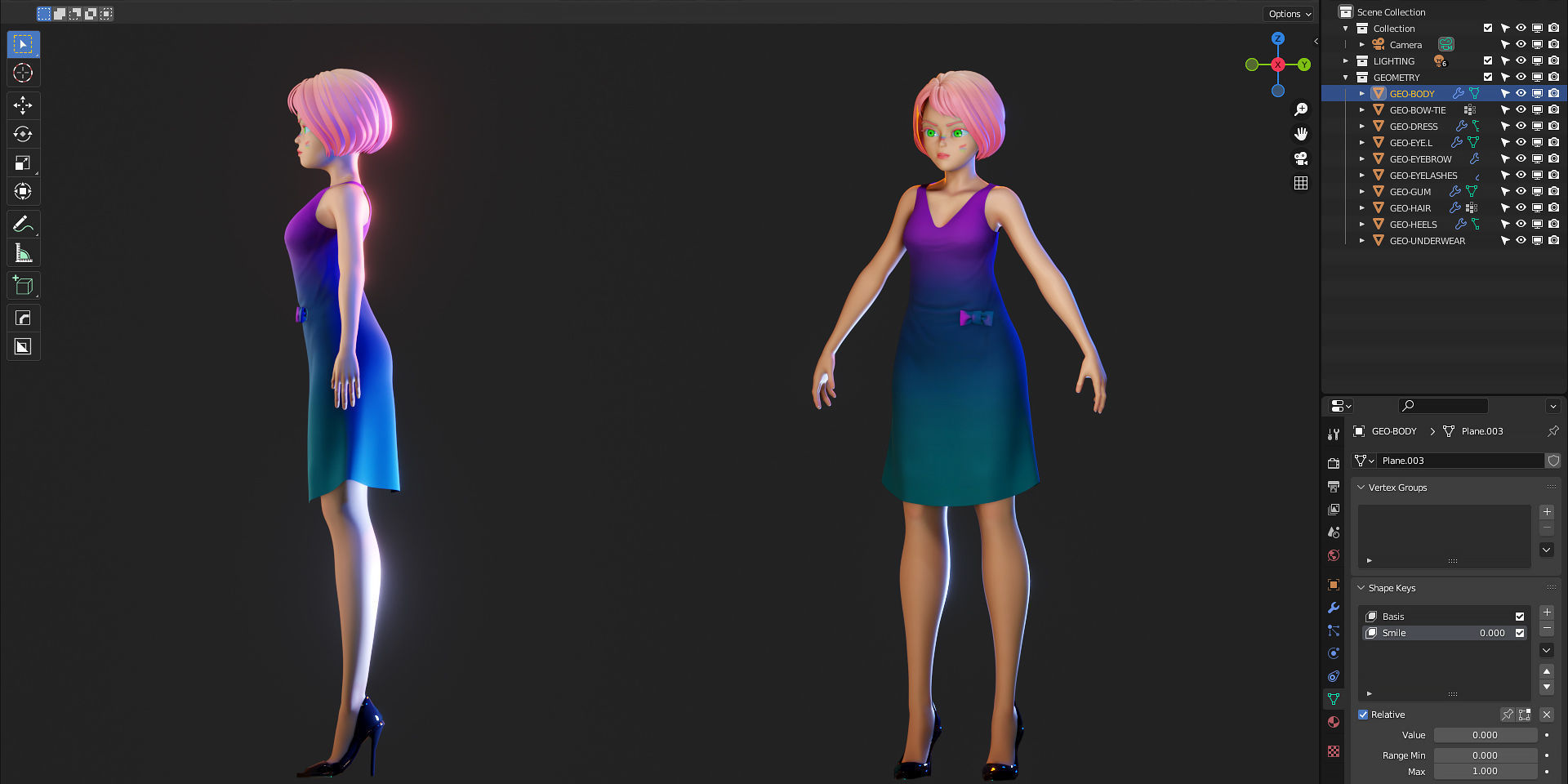 Character Design - Girl - Isabella - Blender 3 3D model_4