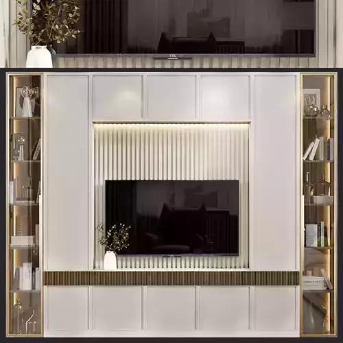 Neoclassical TV wall 015 3D model