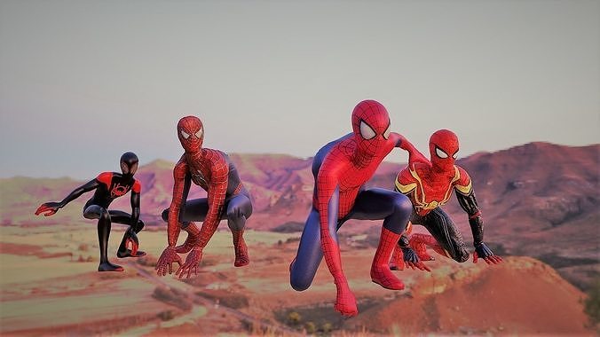 Spiderman Swing Animation Low-poly 3D model