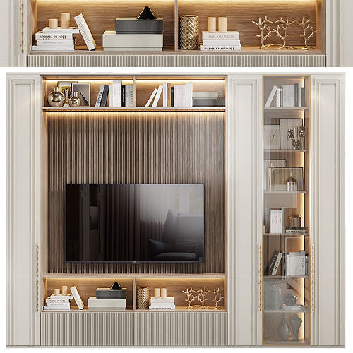 Neoclassical TV wall 016 3D model