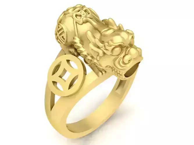 24k lucky fengshui pixiu women ring 3587 3D print model